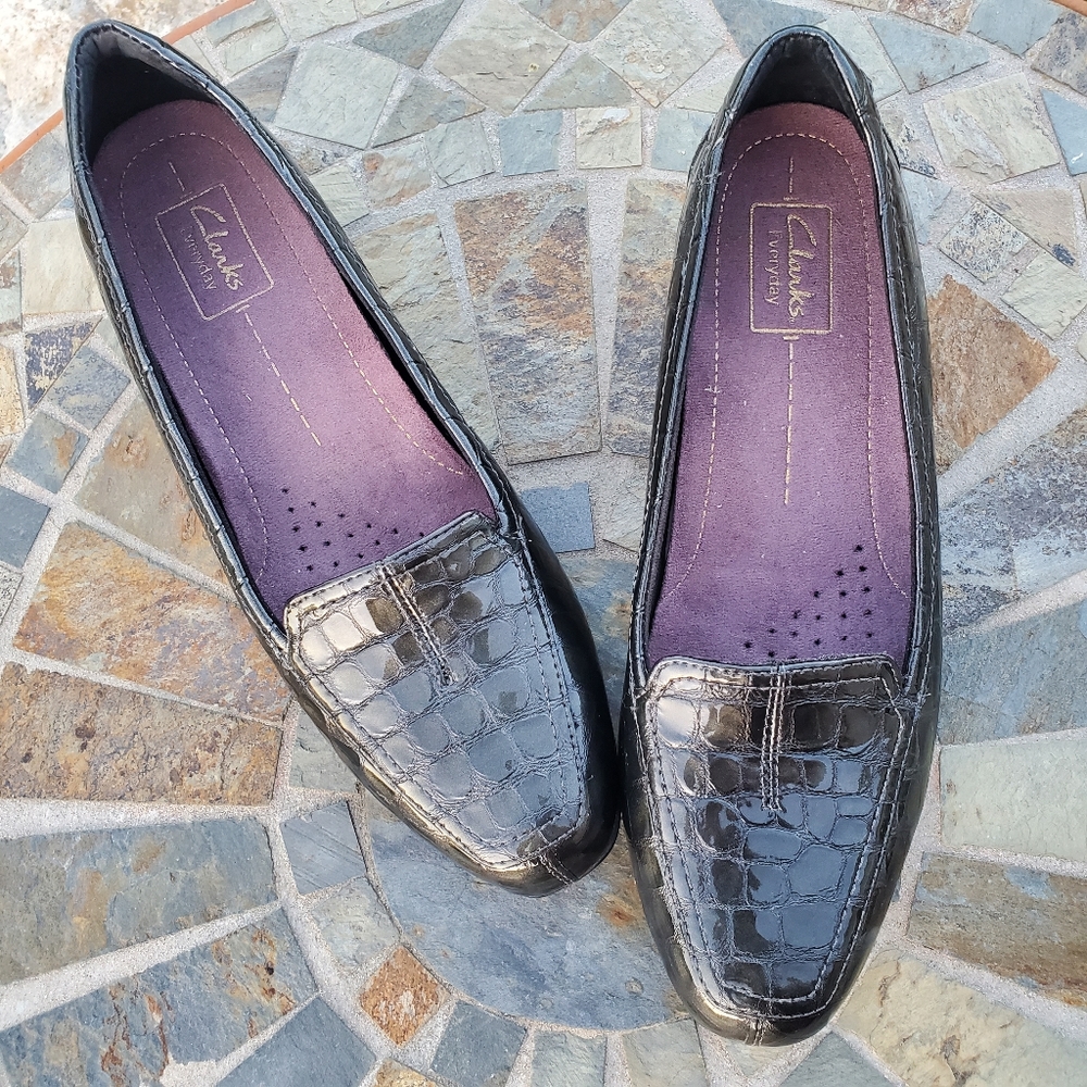 Clark’s Alligator Print Square Toe Work Loafers - image 1